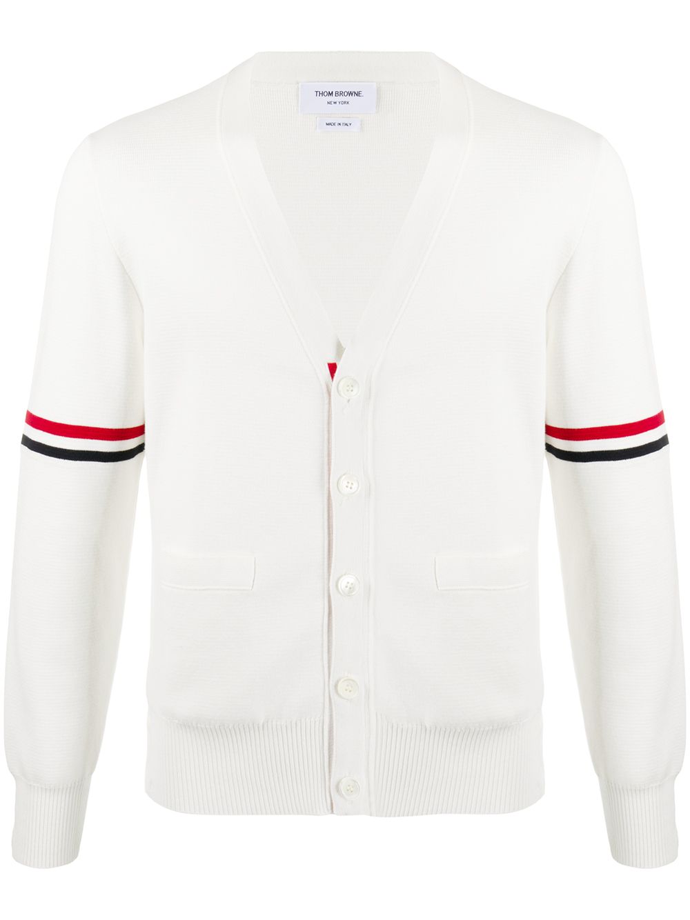 Thom Browne 4-Bar 三色条纹开衫 - 白色