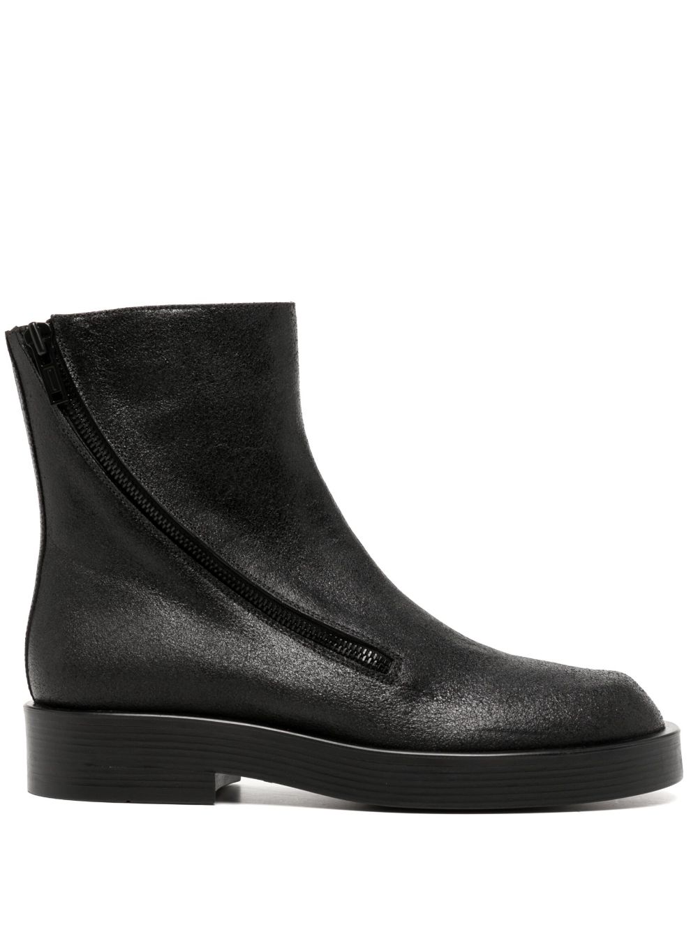 Ann Demeulemeester 拉链皮质及踝靴 - 黑色