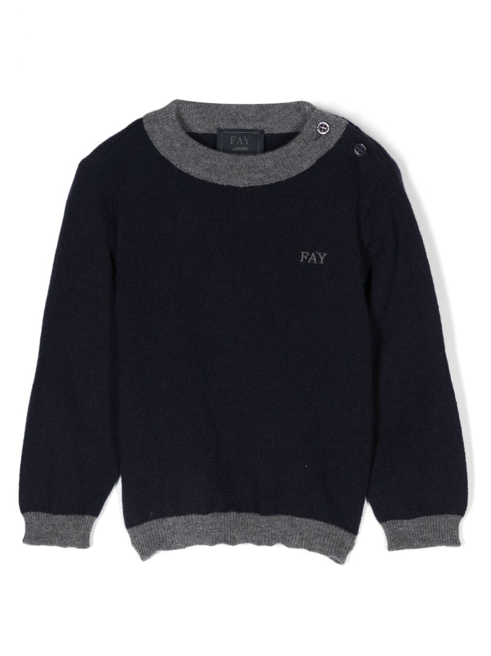 Fay Kids logo刺绣卫衣 - 蓝色