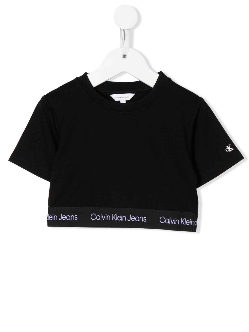 Calvin Klein Kids logo印花短款T恤 - 黑色