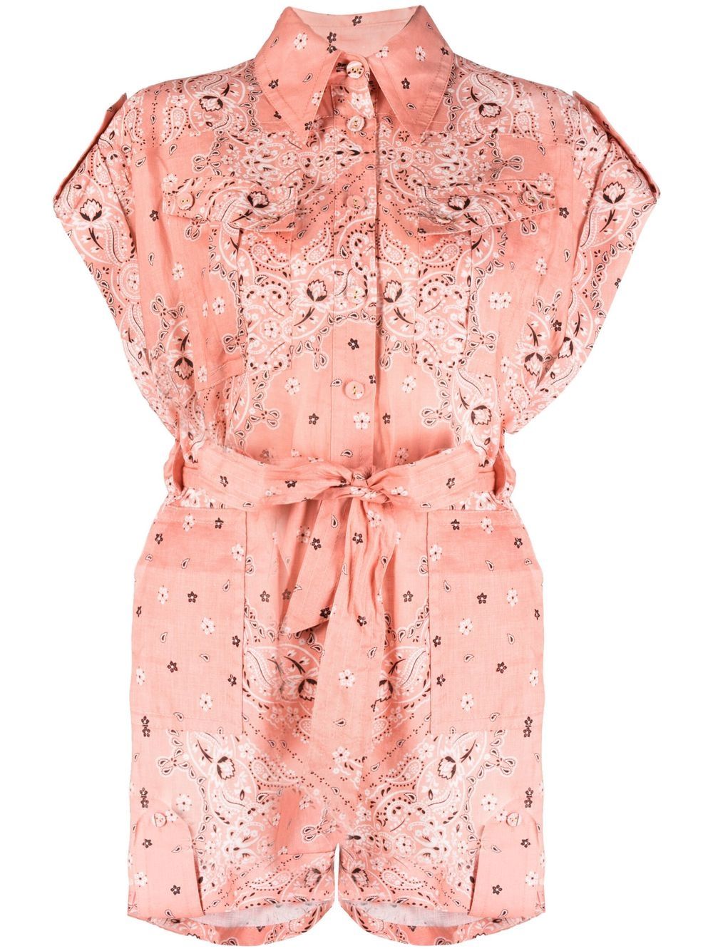 ZIMMERMANN 图案印花连体短裤 - 粉色