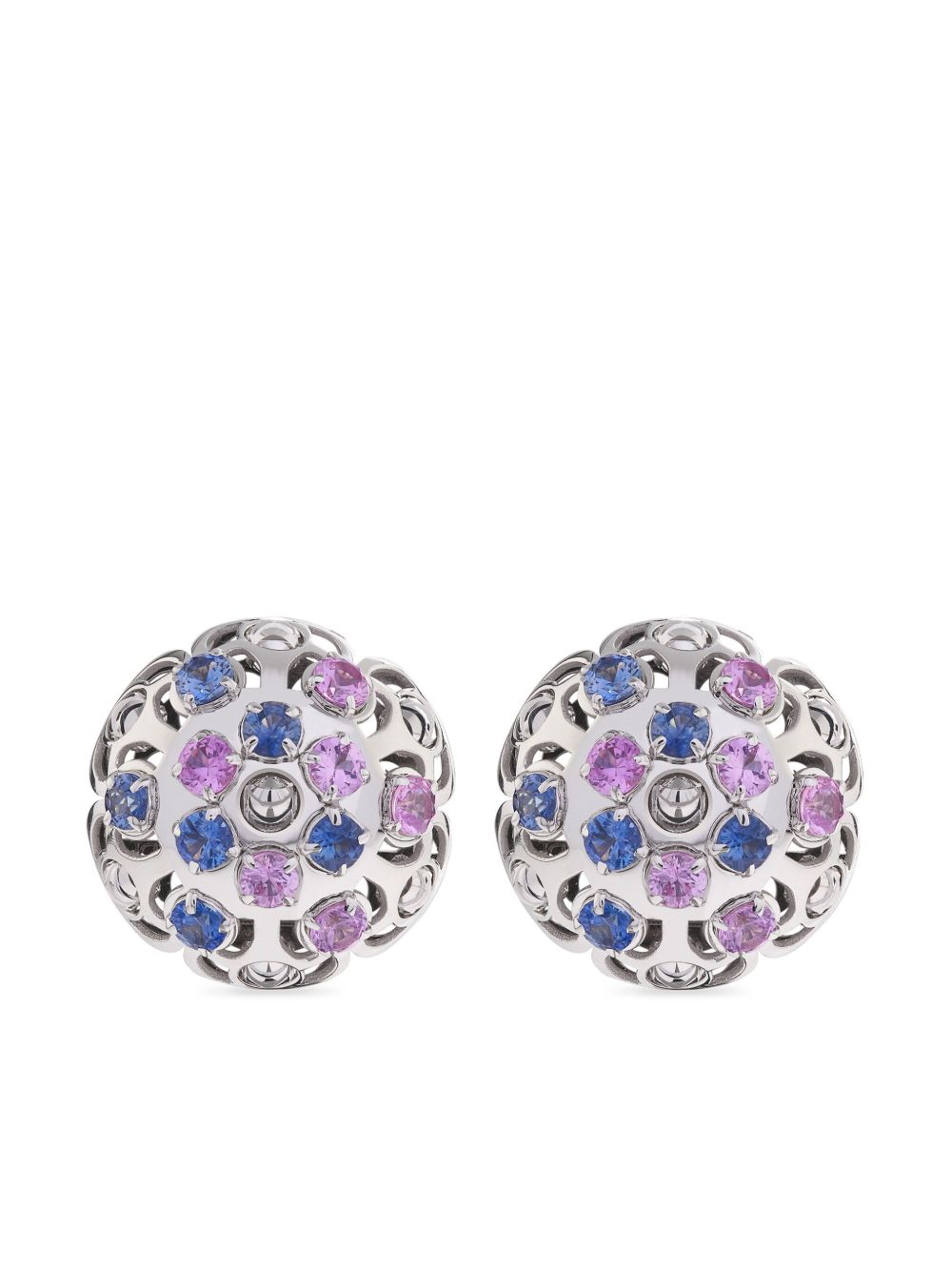 Officina Bernardi 18K白金 Damasco 蓝宝石耳环 - 银色