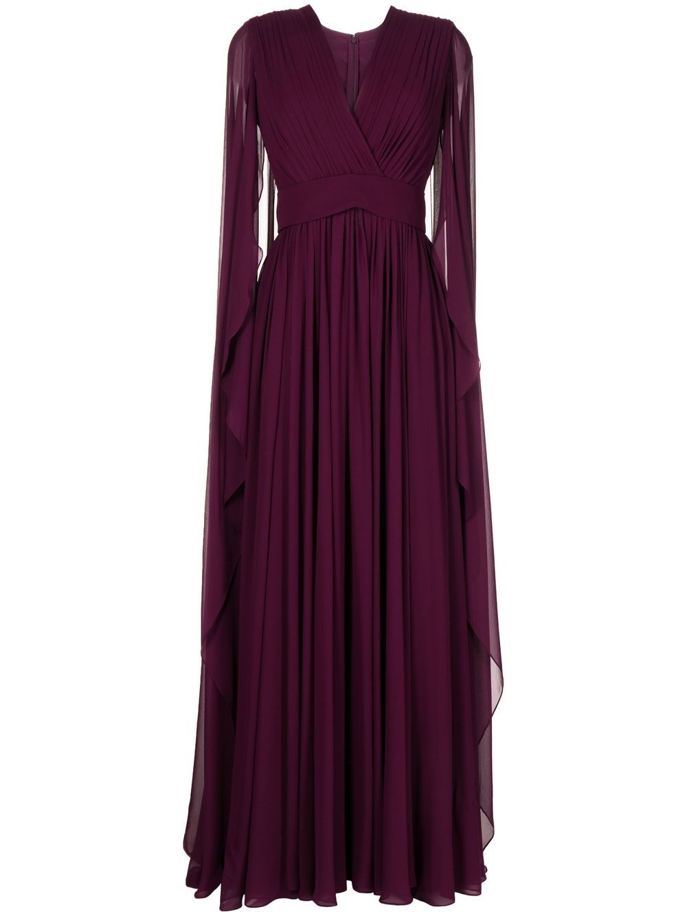 Elie Saab 斗篷效果褶饰礼服 - 紫色