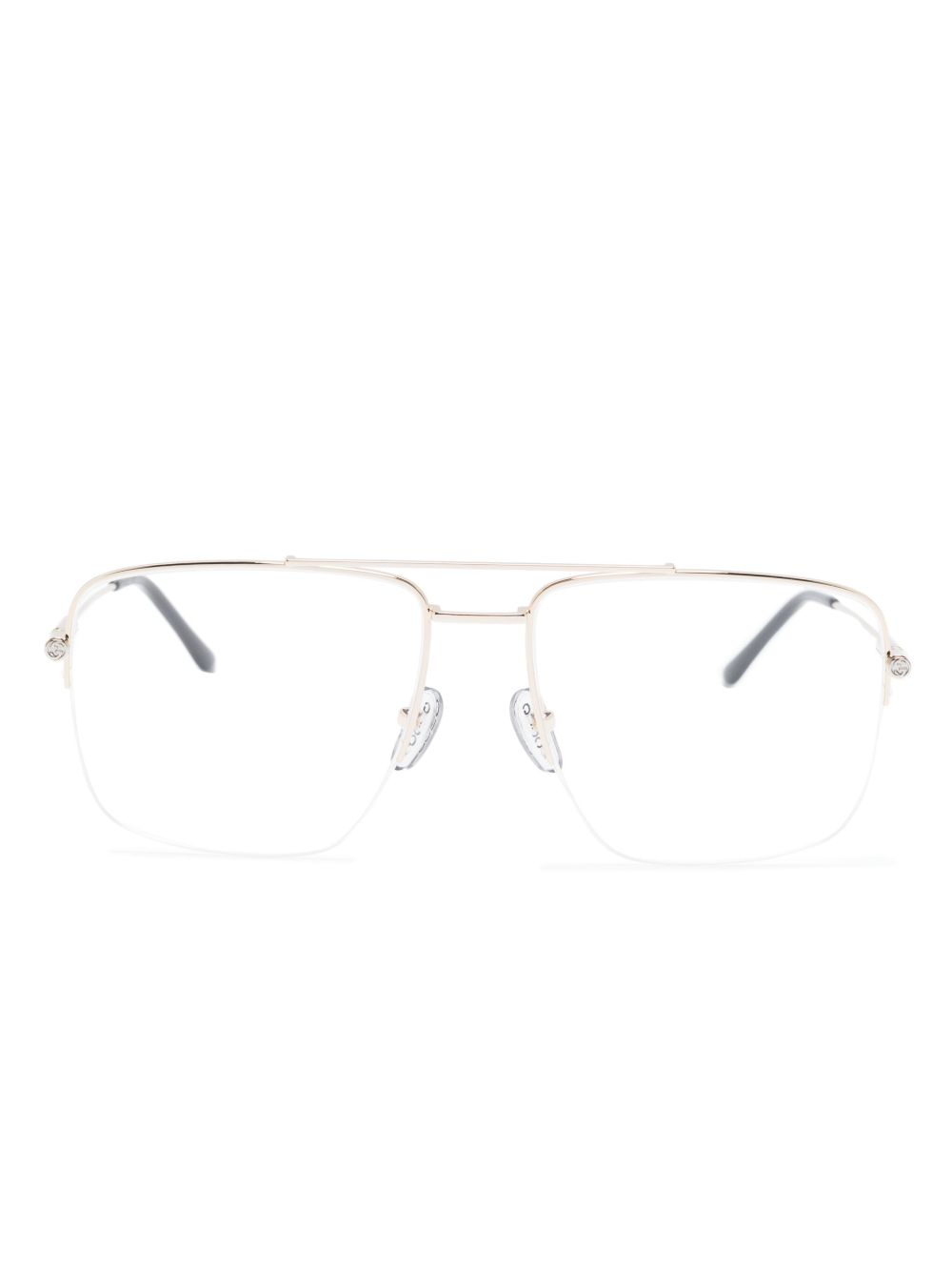 Gucci Eyewear logo雕刻方框眼镜 - 银色