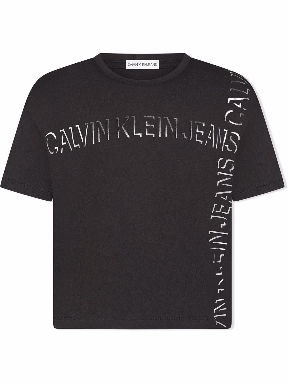 Calvin Klein Kids logo印花T恤 - 黑色