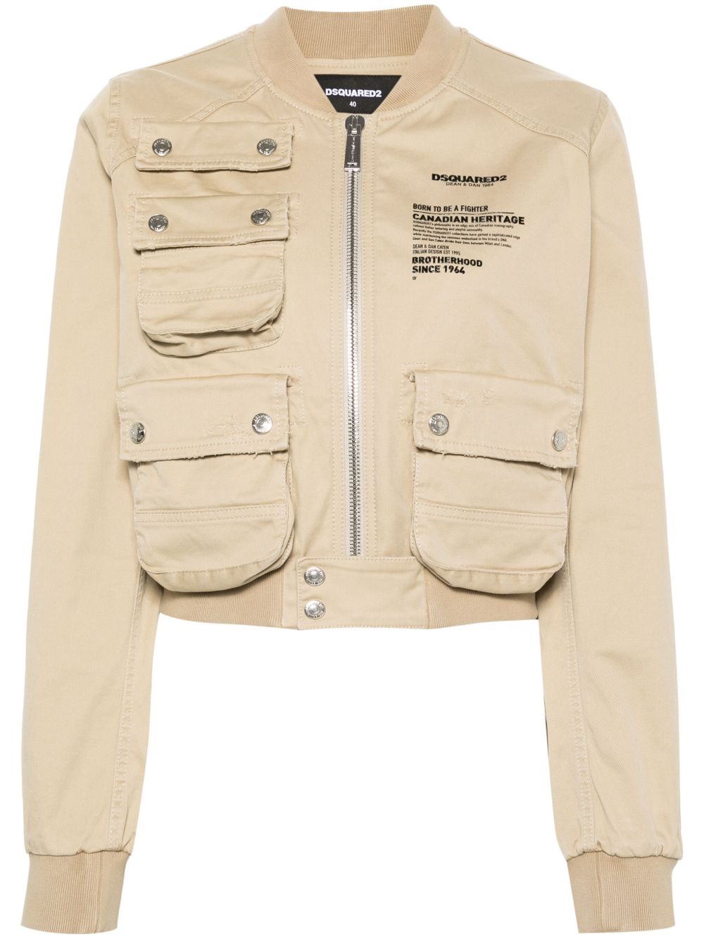 DSQUARED2 logo印花飞行员夹克 - 中性色