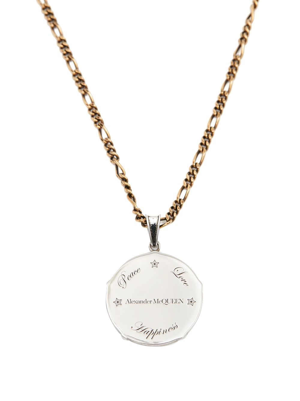 Alexander McQueen 亚历山大·麦昆 logo雕刻徽章项链 - 银色