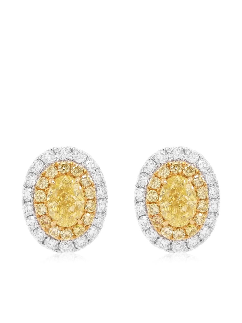 HYT Jewelry 18K白金钻石耳环 - 银色