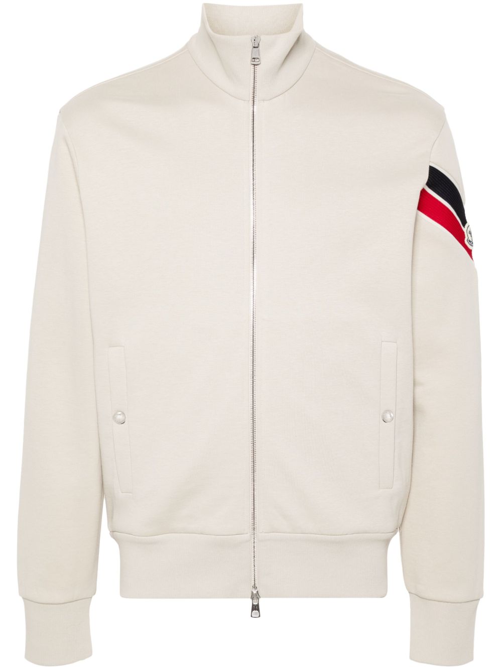 Moncler 条纹细节拉链卫衣 - 中性色