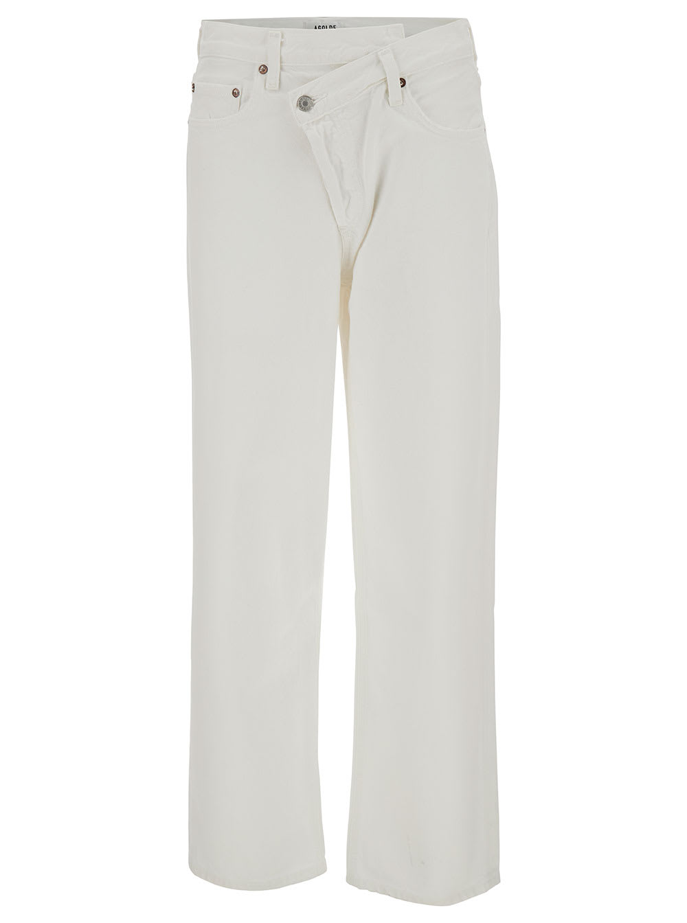 AGOLDE White Jeans With Asymmetric Closure In Cotton Denim Woman