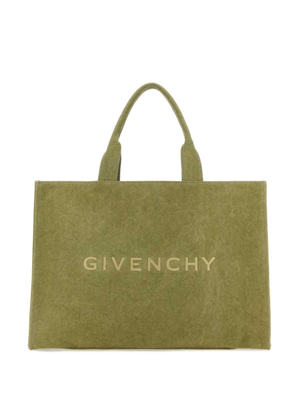 Givenchy logo刺绣棉托特包 - 绿色