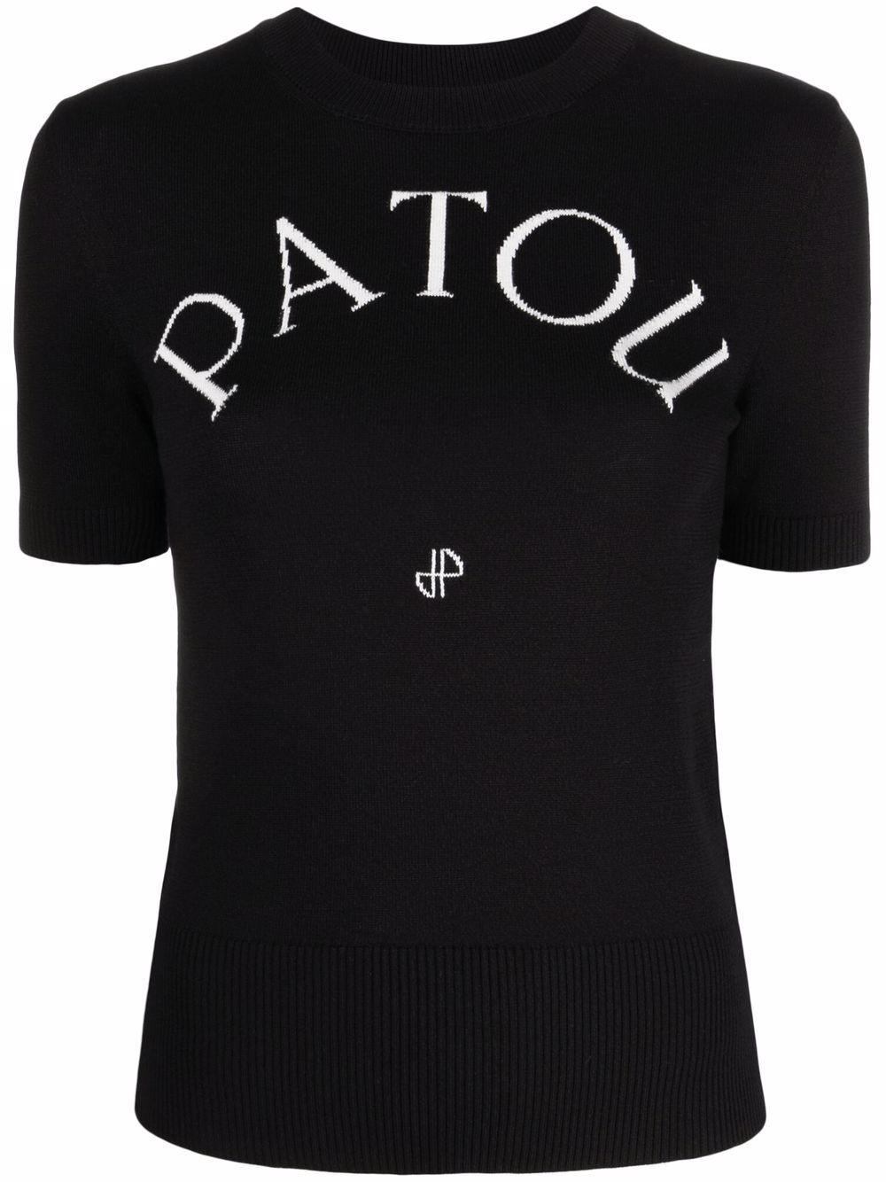 Patou logo提花针织上衣 - 黑色