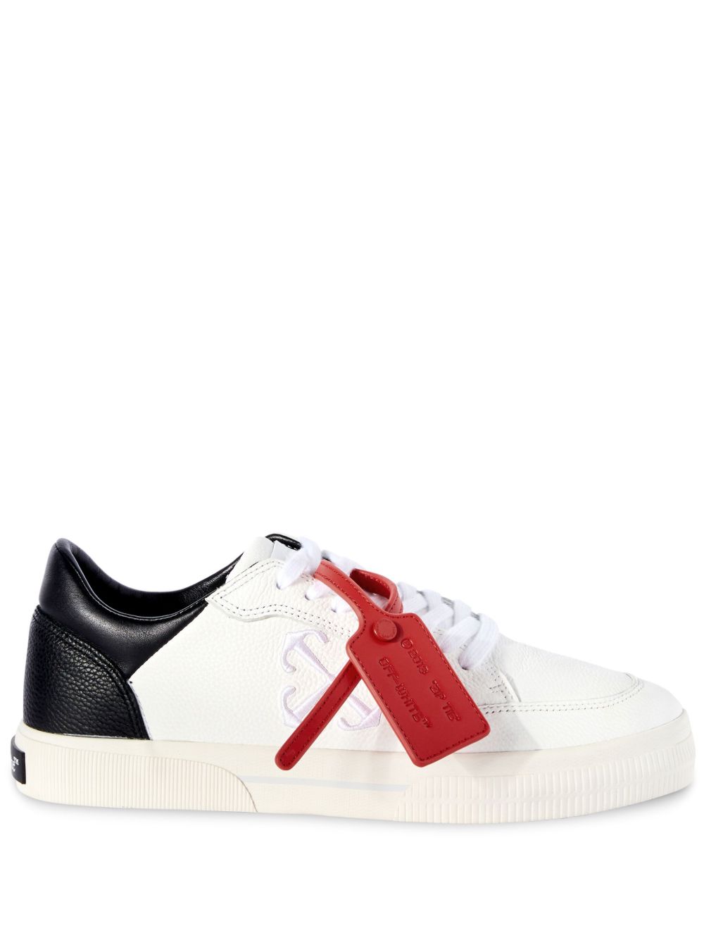 Off-White Vulcanized 对比吊牌皮质运动鞋 - 白色