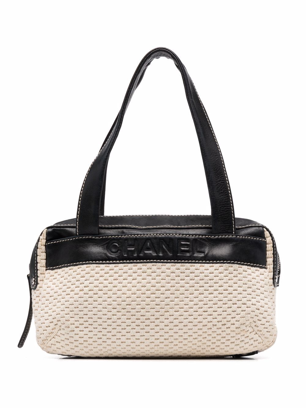 CHANEL Pre-Owned 针织凹面压花logo单肩包（2004-2005年典藏款） - 黑色
