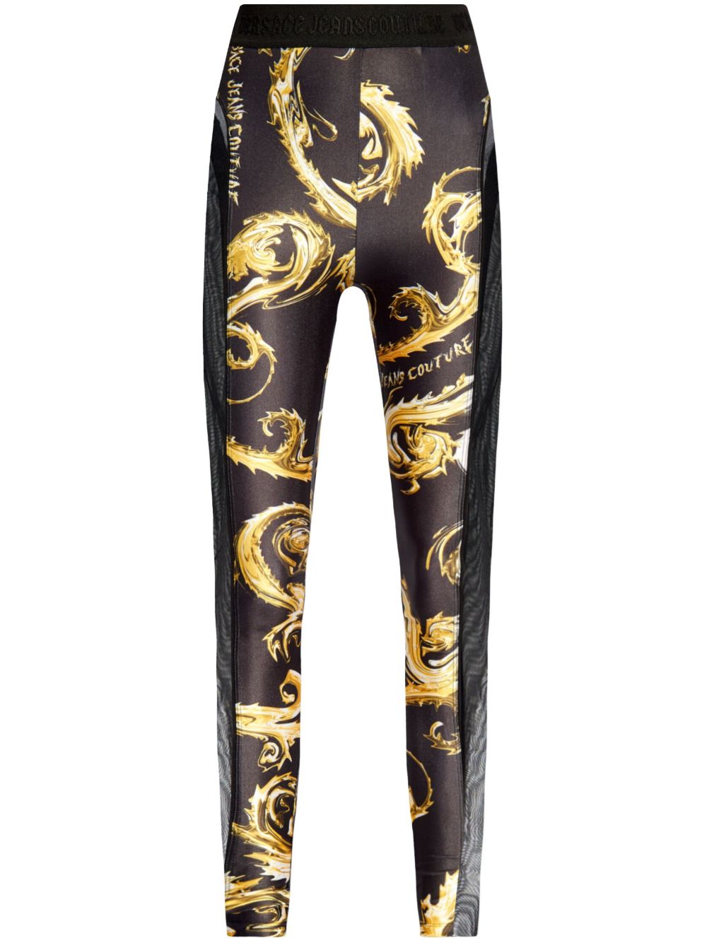 Versace Jeans Couture 巴洛克印花拼接打底裤 - 黑色