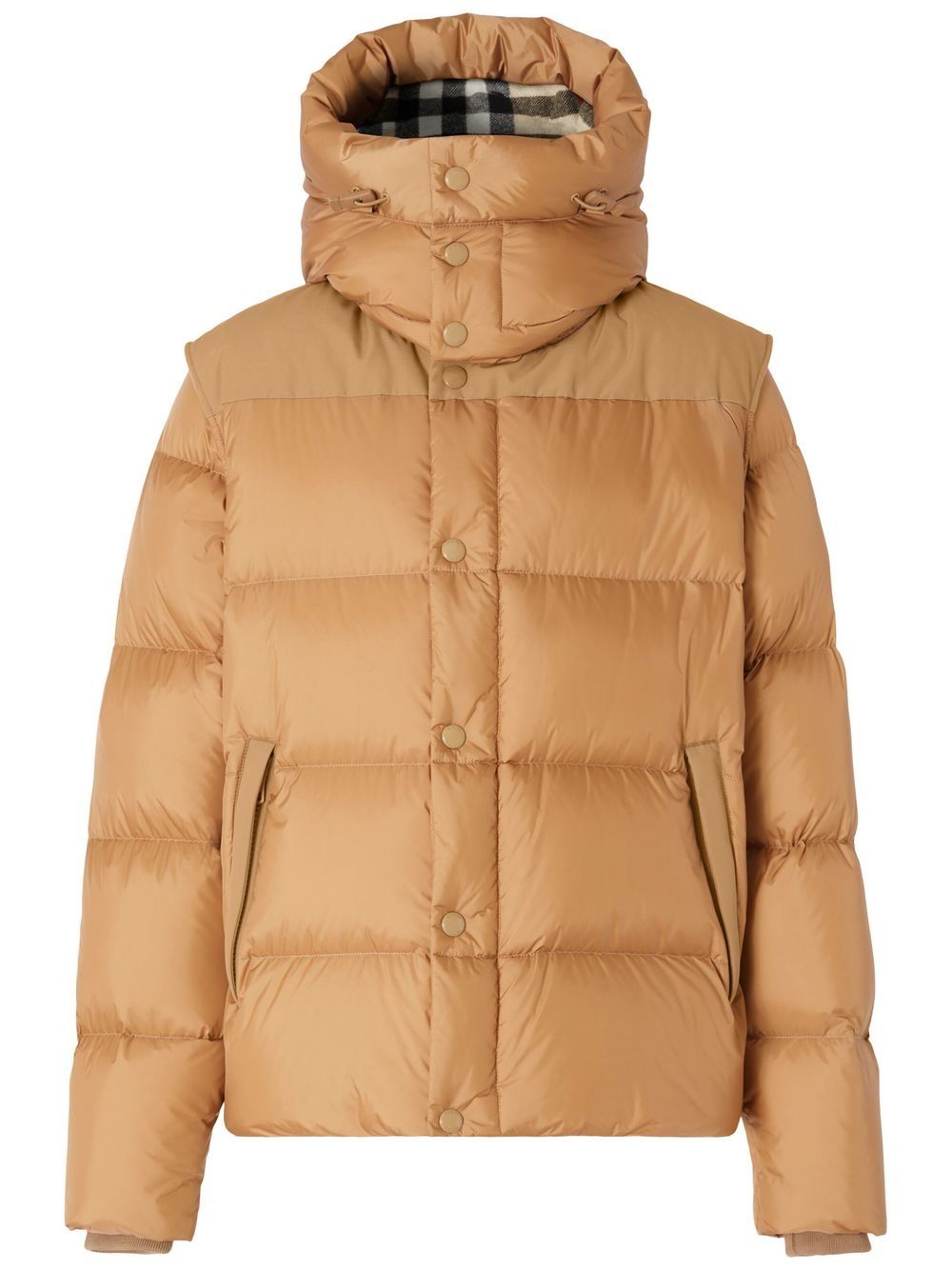 Burberry 可拆式衣袖连帽蓬松夹克 - 褐色
