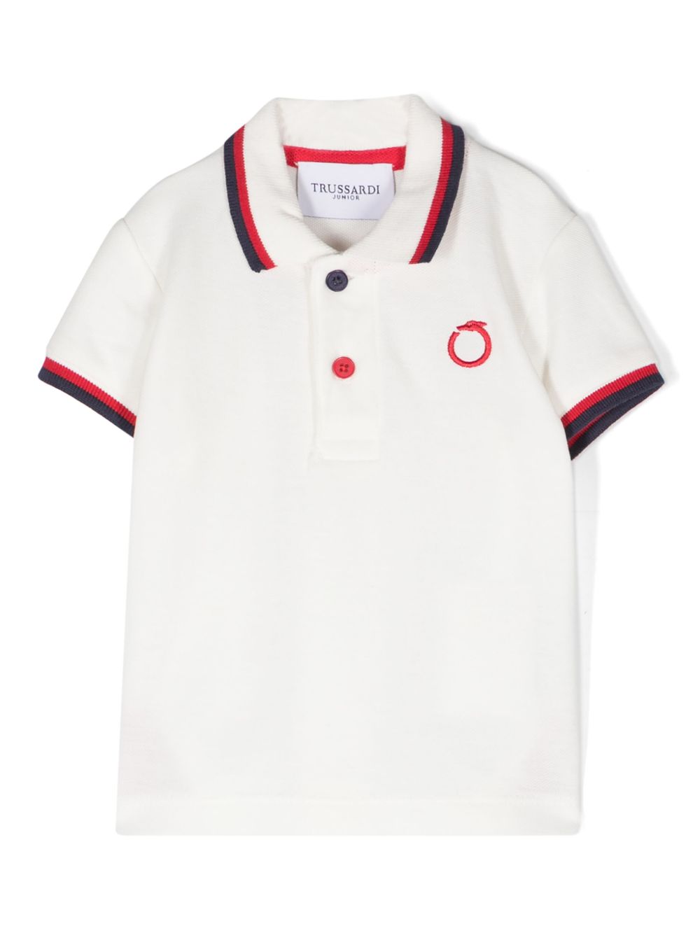 TRUSSARDI JUNIOR logo印花珠地布polo衫 - 白色