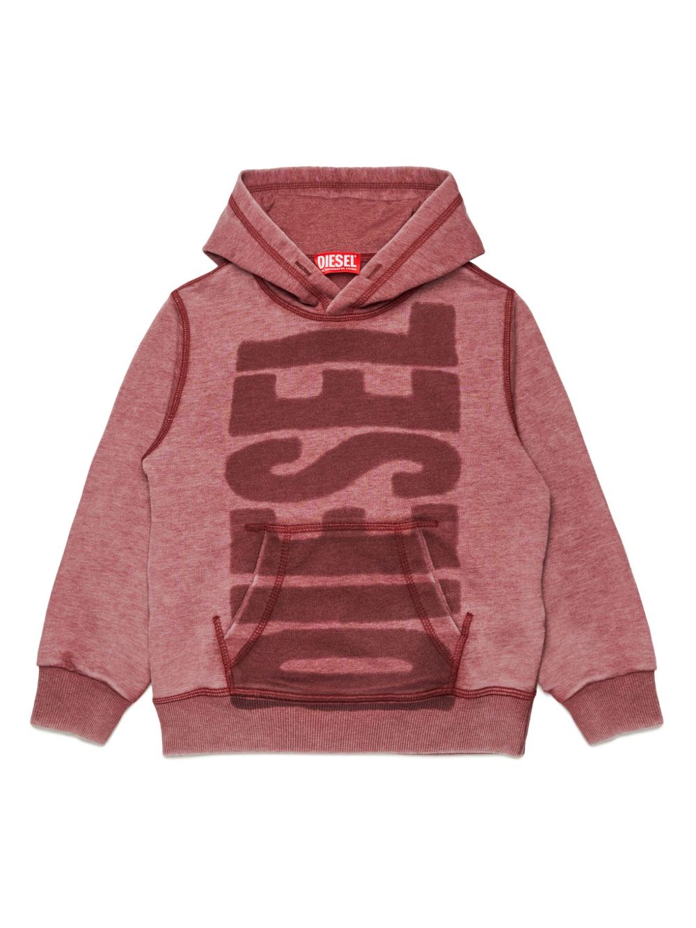 Diesel Kids logo印花连帽衫 - 红色