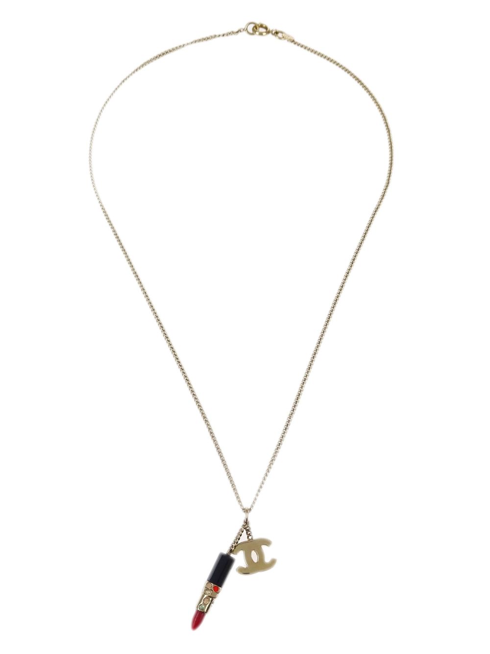 CHANEL Pre-Owned CC 口红吊饰项链（2004年典藏款） - 金色