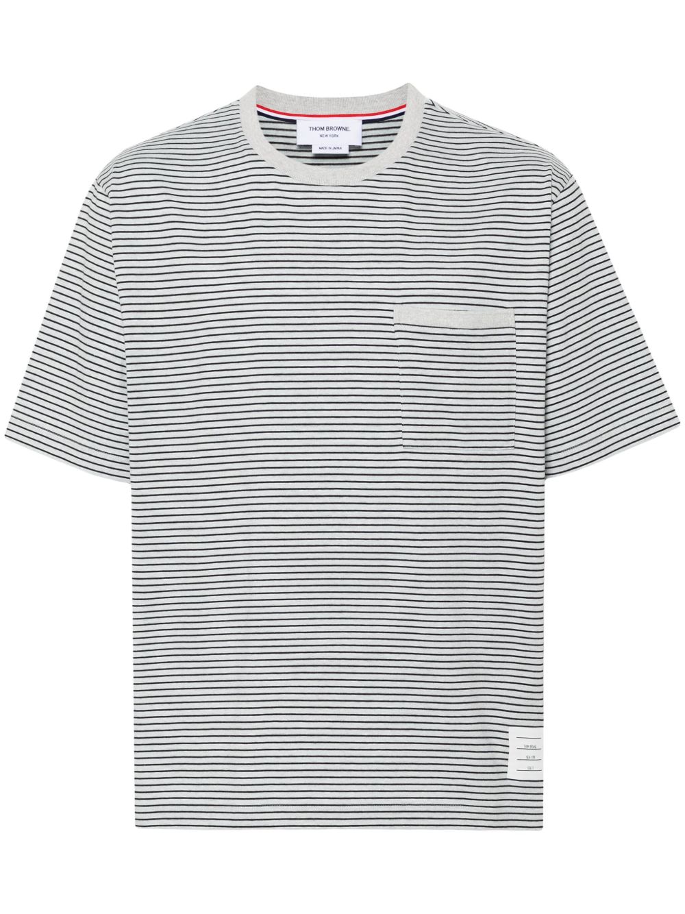 Thom Browne 标贴条纹T恤 - 蓝色