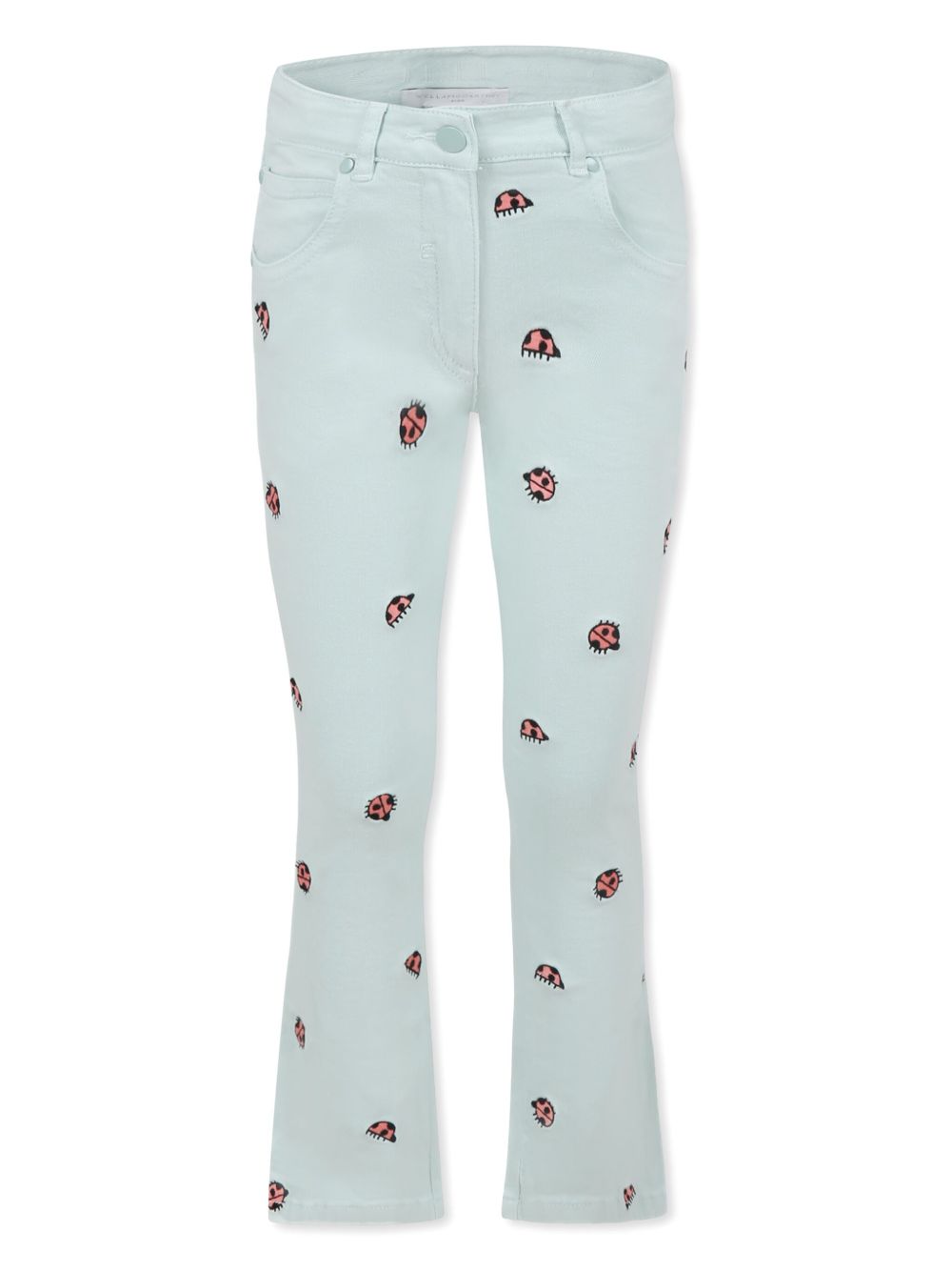 Stella McCartney Kids 瓢虫刺绣牛仔裤 - 绿色