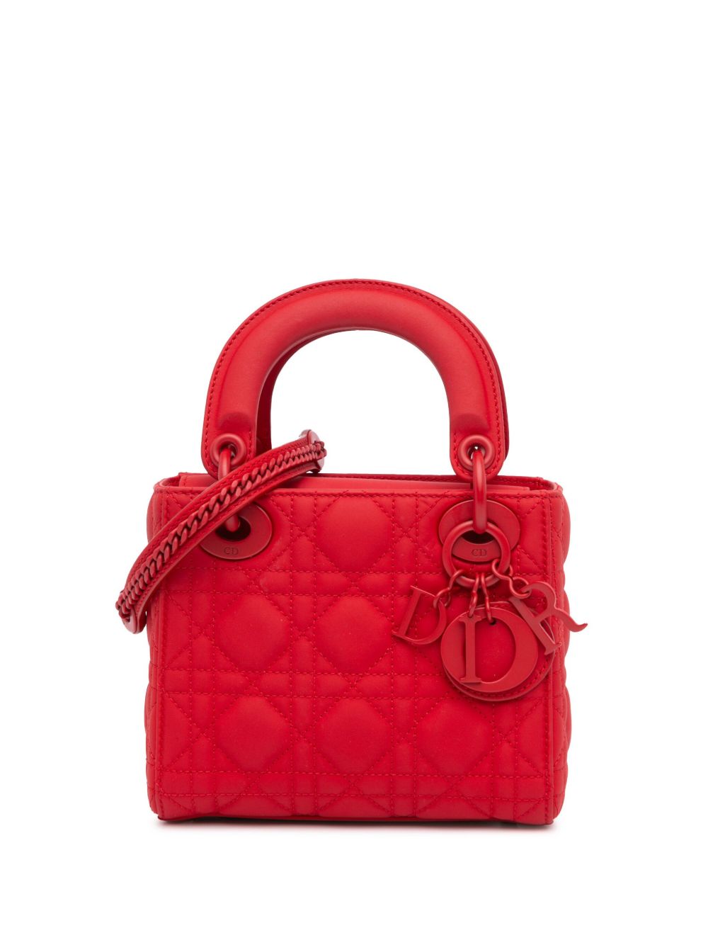 Christian Dior Pre-Owned 2019 Small Ultra Matte Calfskin Cannage Lady Dior satchel - 红色