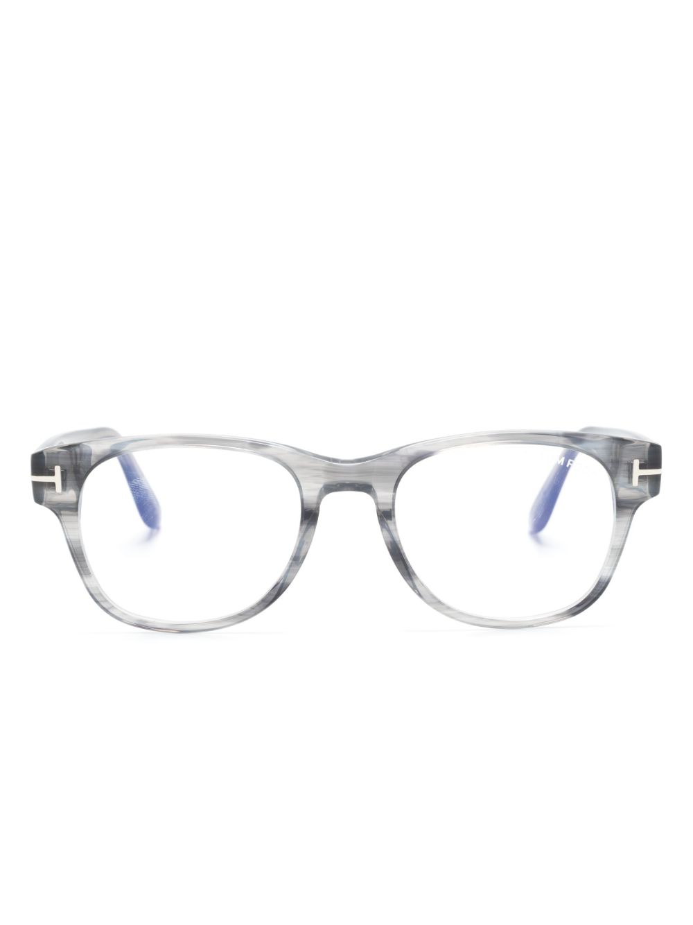 TOM FORD Eyewear FT5898B logo雕刻圆框眼镜 - 灰色