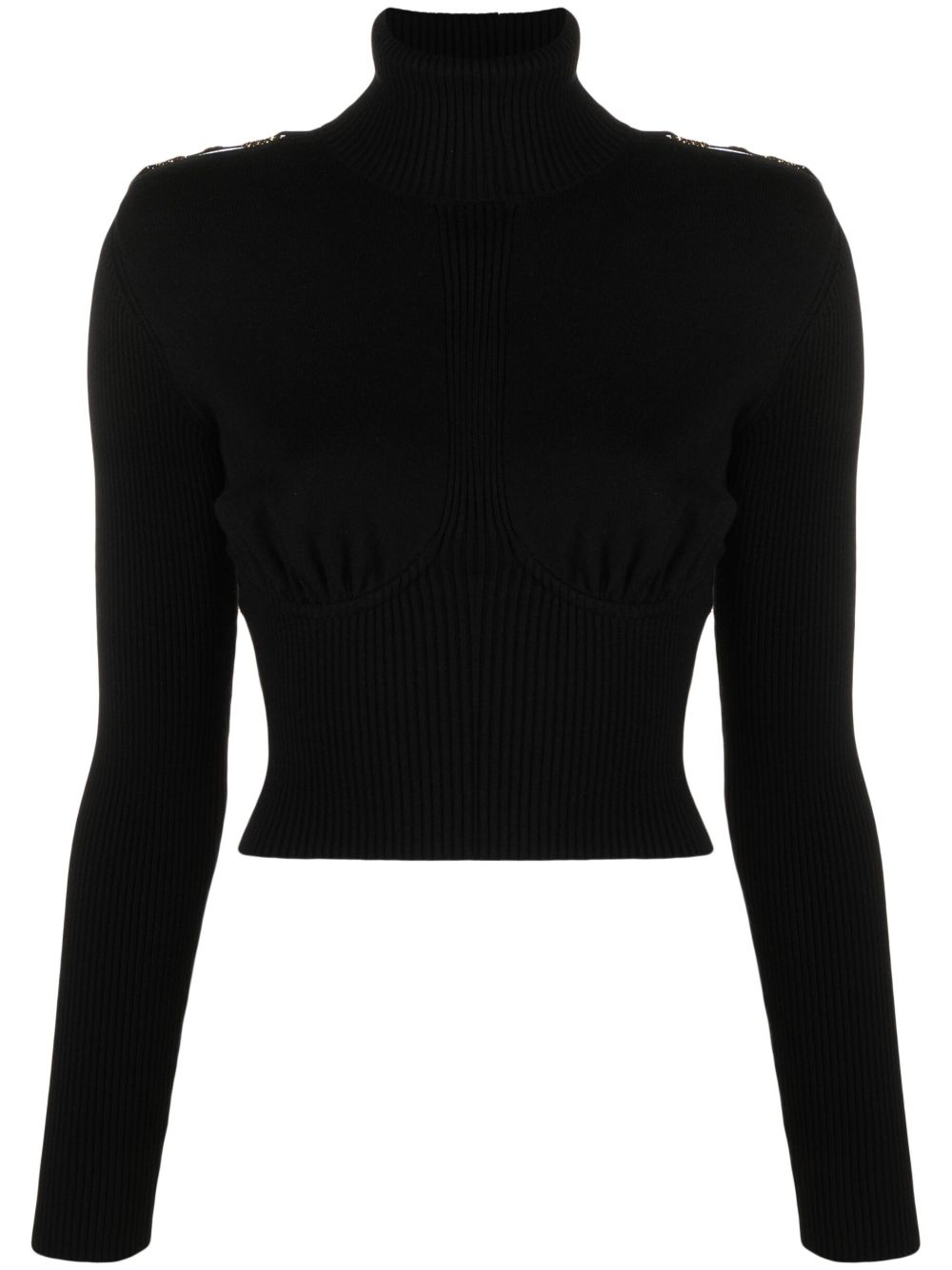 Elisabetta Franchi 高领马衔扣毛衣 - 黑色