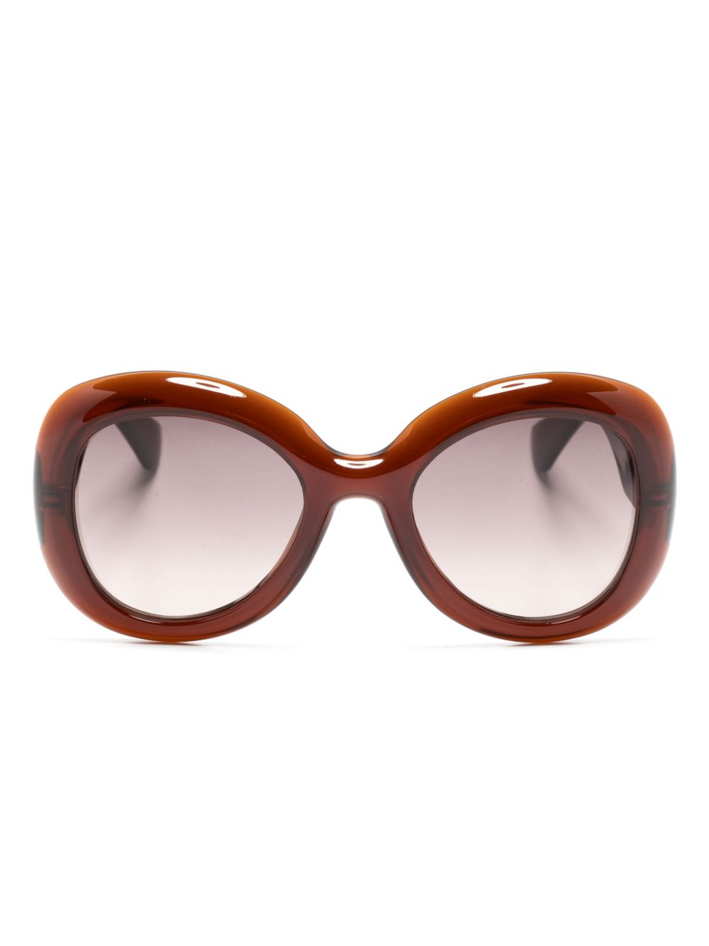 Moschino Eyewear logo压纹超大框太阳眼镜 - 褐色