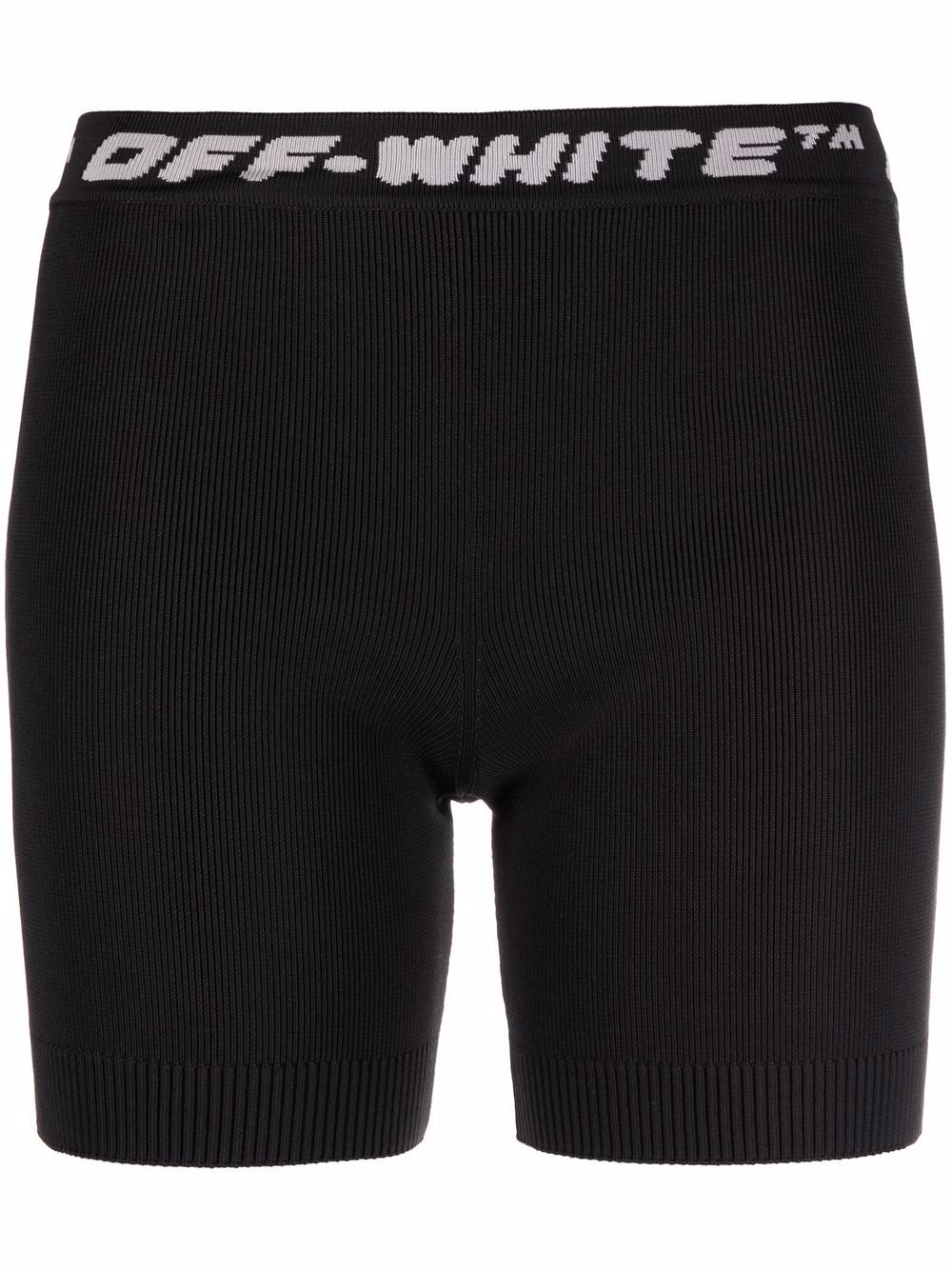 Off-White logo裤腰运动短裤 - 黑色
