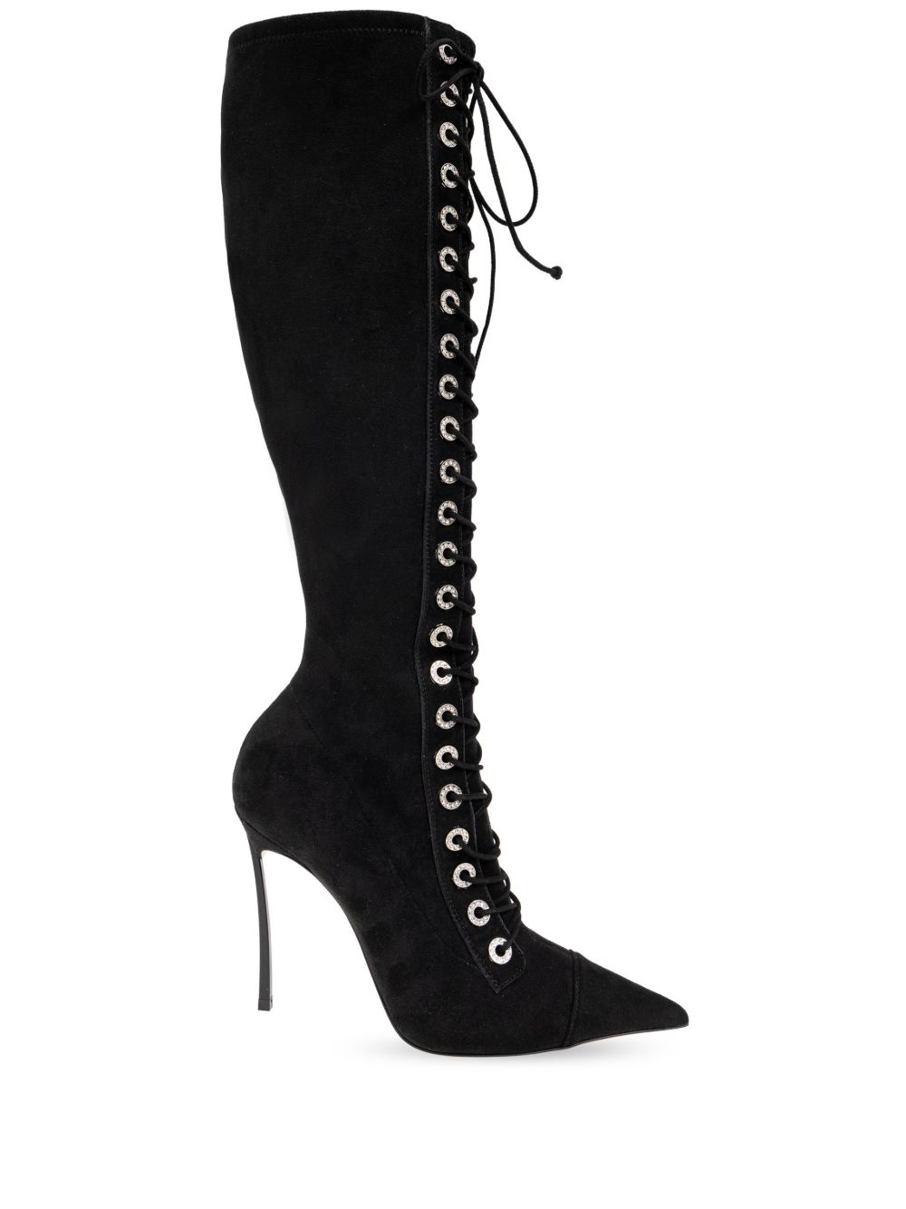 Casadei 系带绒面皮及踝靴 - 黑色
