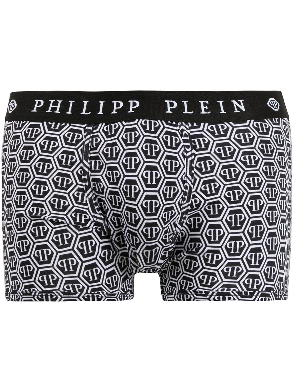 Philipp Plein 六角形logo印花四角裤 - 黑色