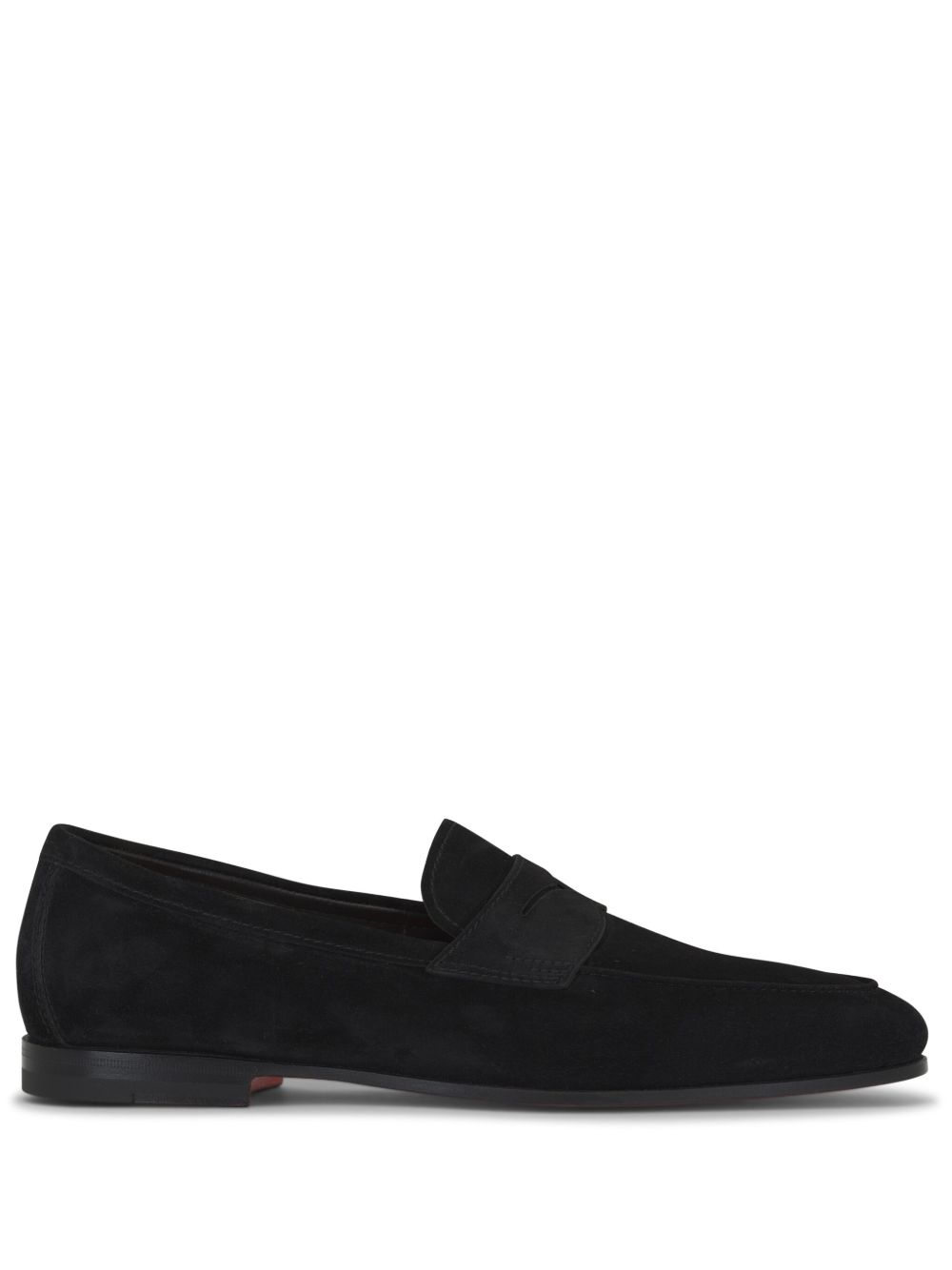 Santoni 绒面皮经典乐福鞋 - 黑色