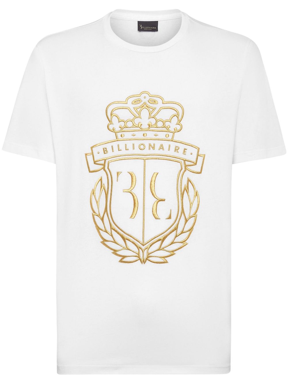 Billionaire Crest logo刺绣棉T恤 - 白色