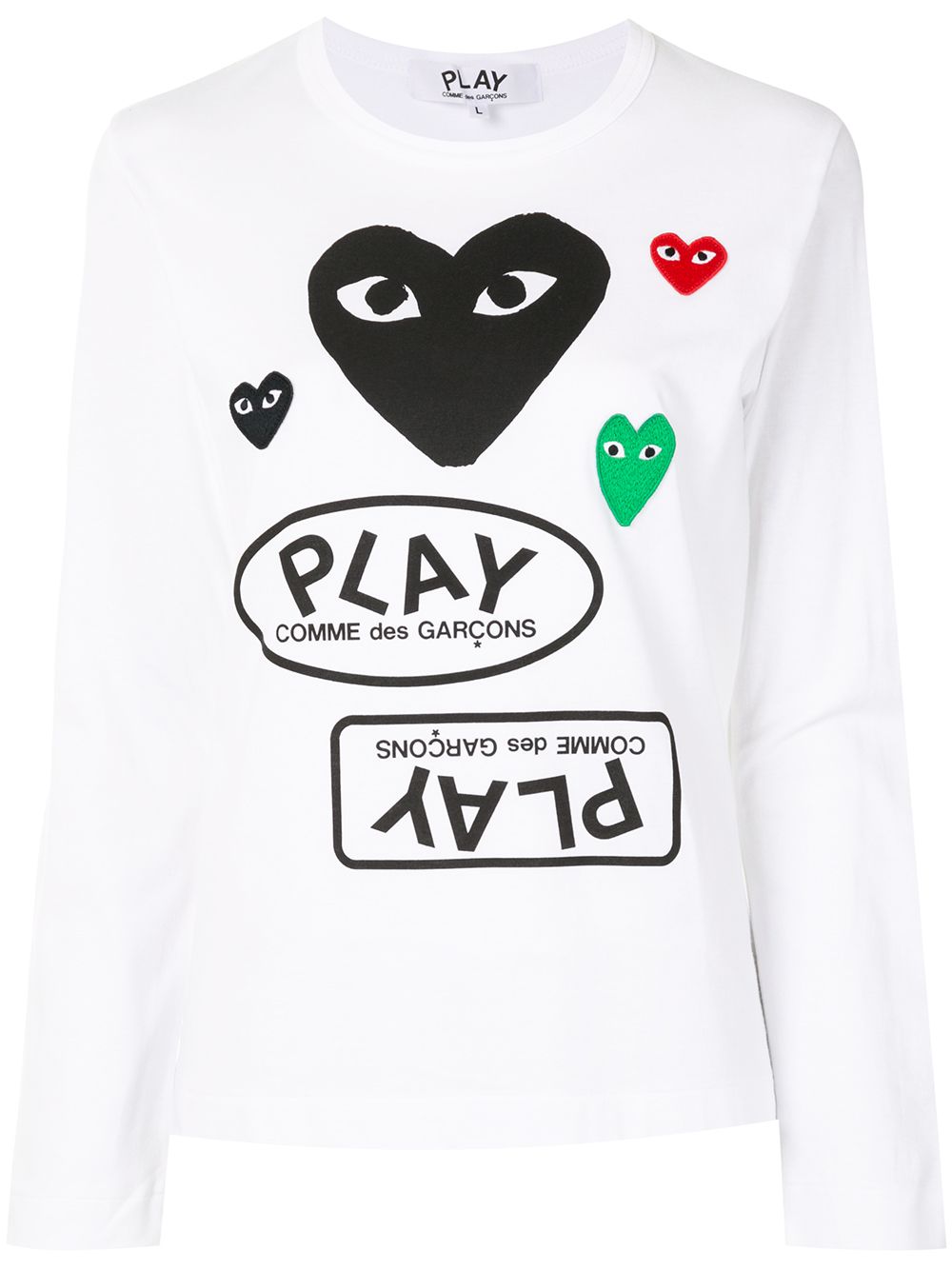 Comme Des Garçons Play logo印花长袖T恤 - 白色