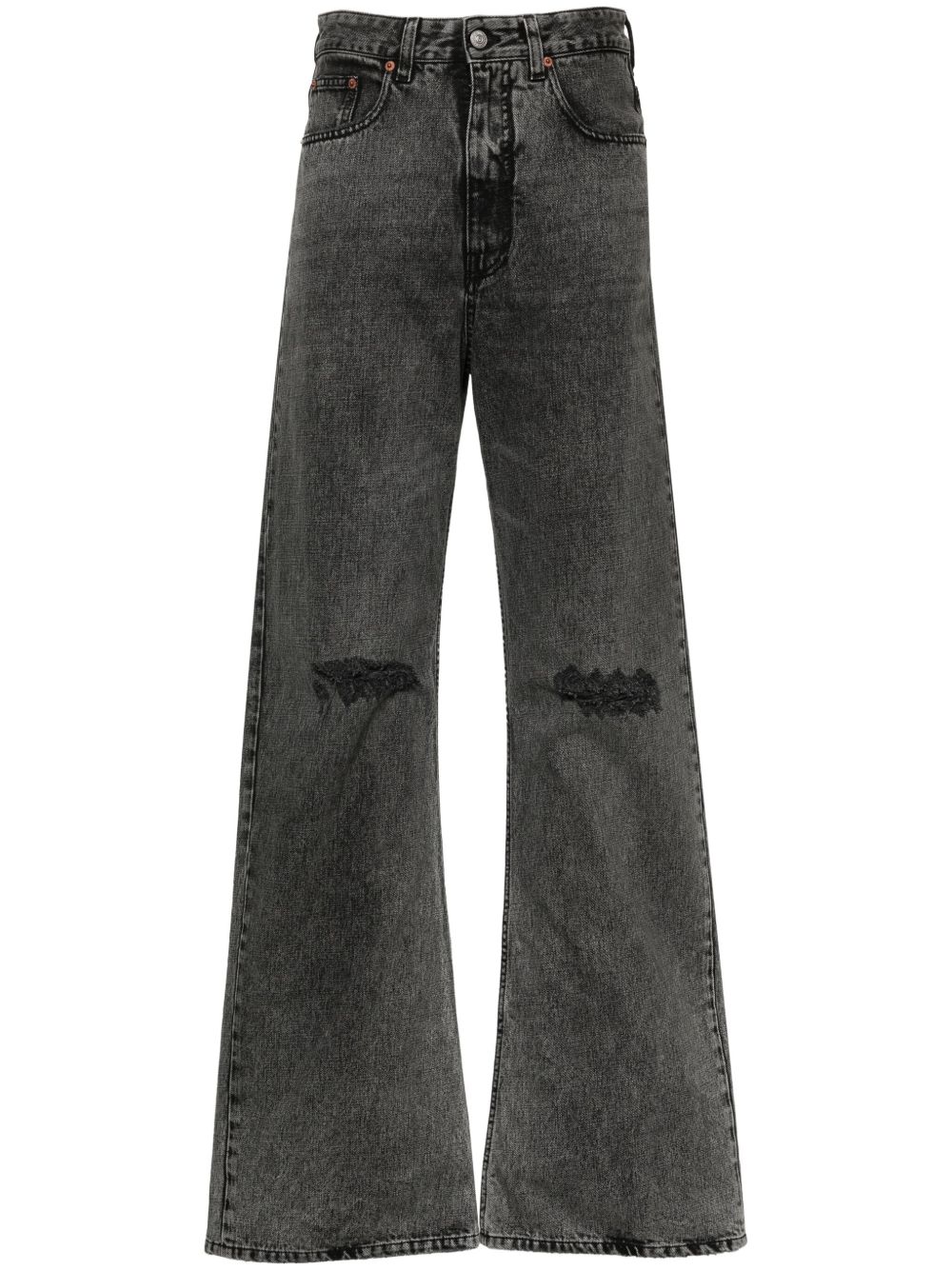 MM6 Maison Margiela 数字贴花直筒牛仔裤 - 黑色