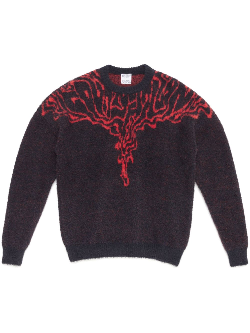 Marcelo Burlon County of Milan Fluid Wings 嵌花针织毛衣 - 黑色