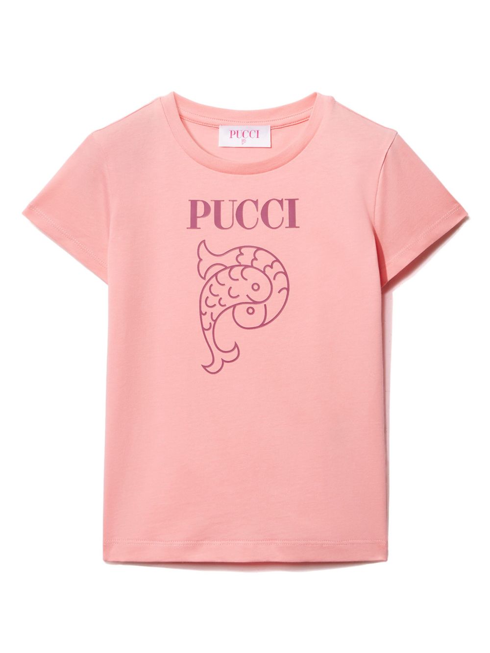 PUCCI Junior logo印花棉T恤 - 粉色