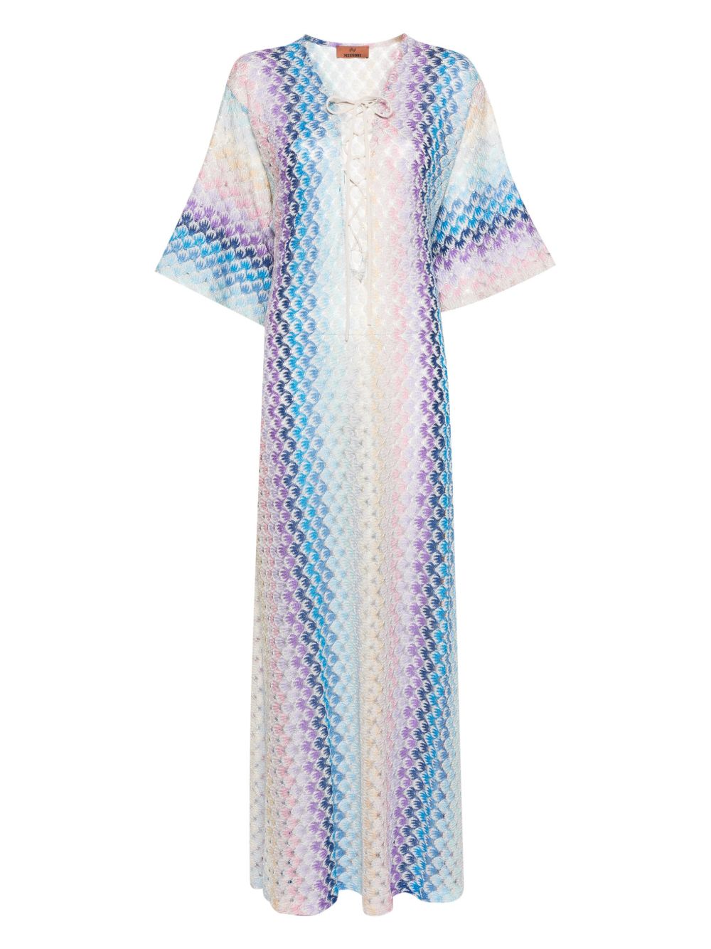 Missoni 蕾丝设计金银丝细节连衣裙 - 蓝色