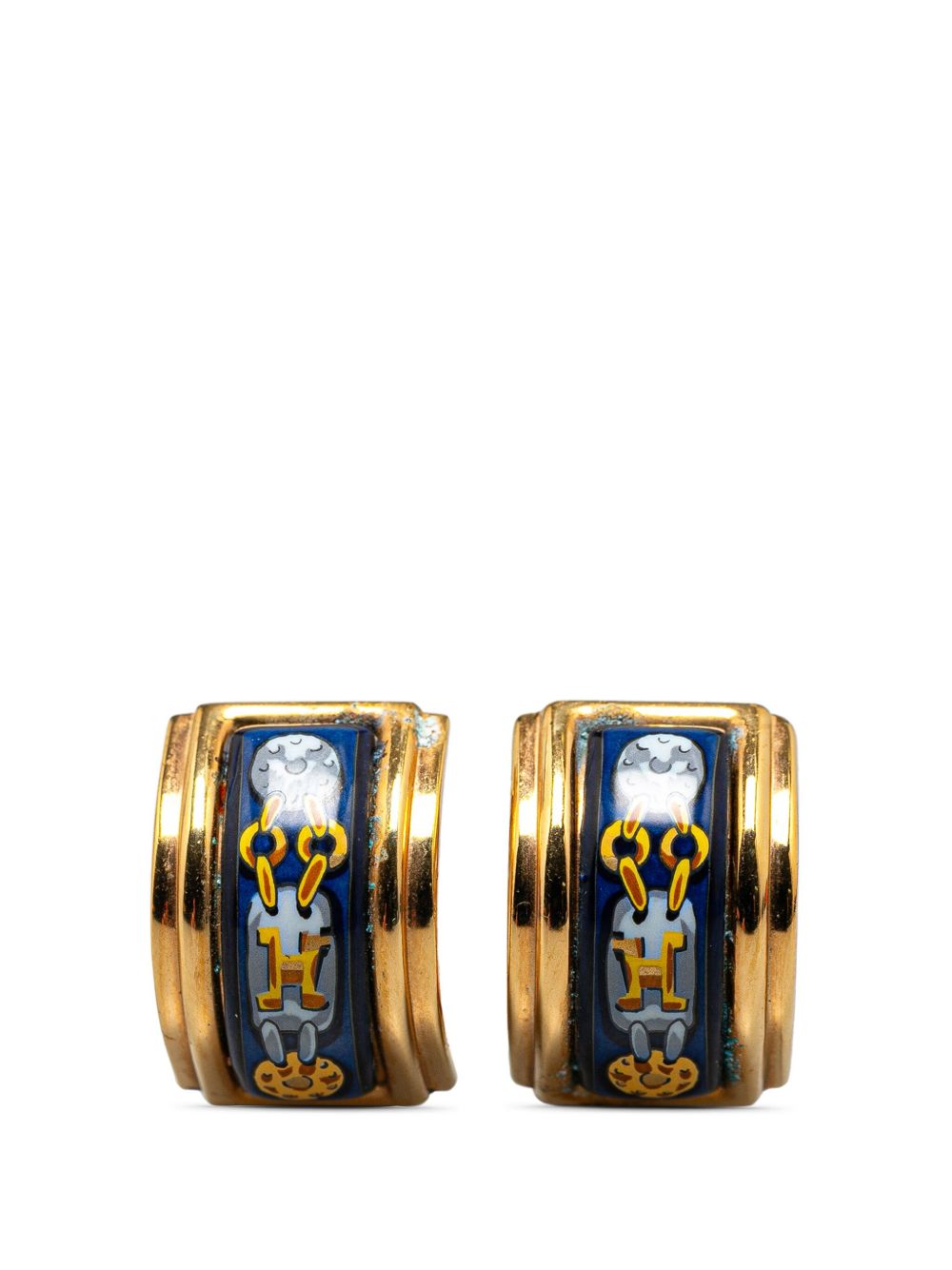 Hermès Pre-Owned Cloisonne Enamel 夹扣式装饰耳环（1900年代典藏款） - 金色
