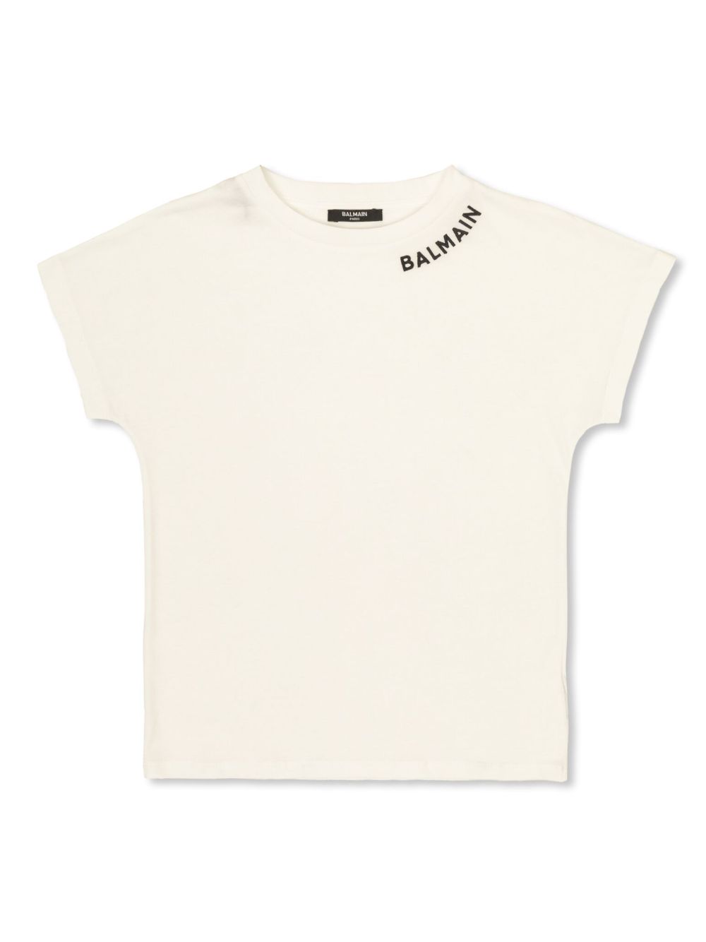 Balmain Kids logo刺绣棉T恤 - 白色