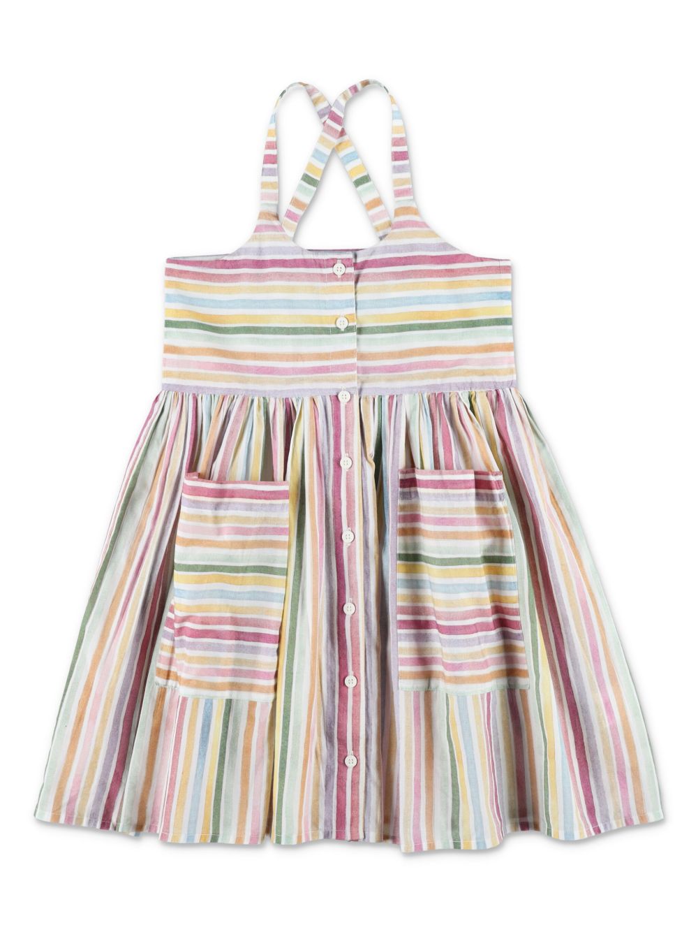 Stella McCartney Kids 条纹伞形连衣裙 - 粉色