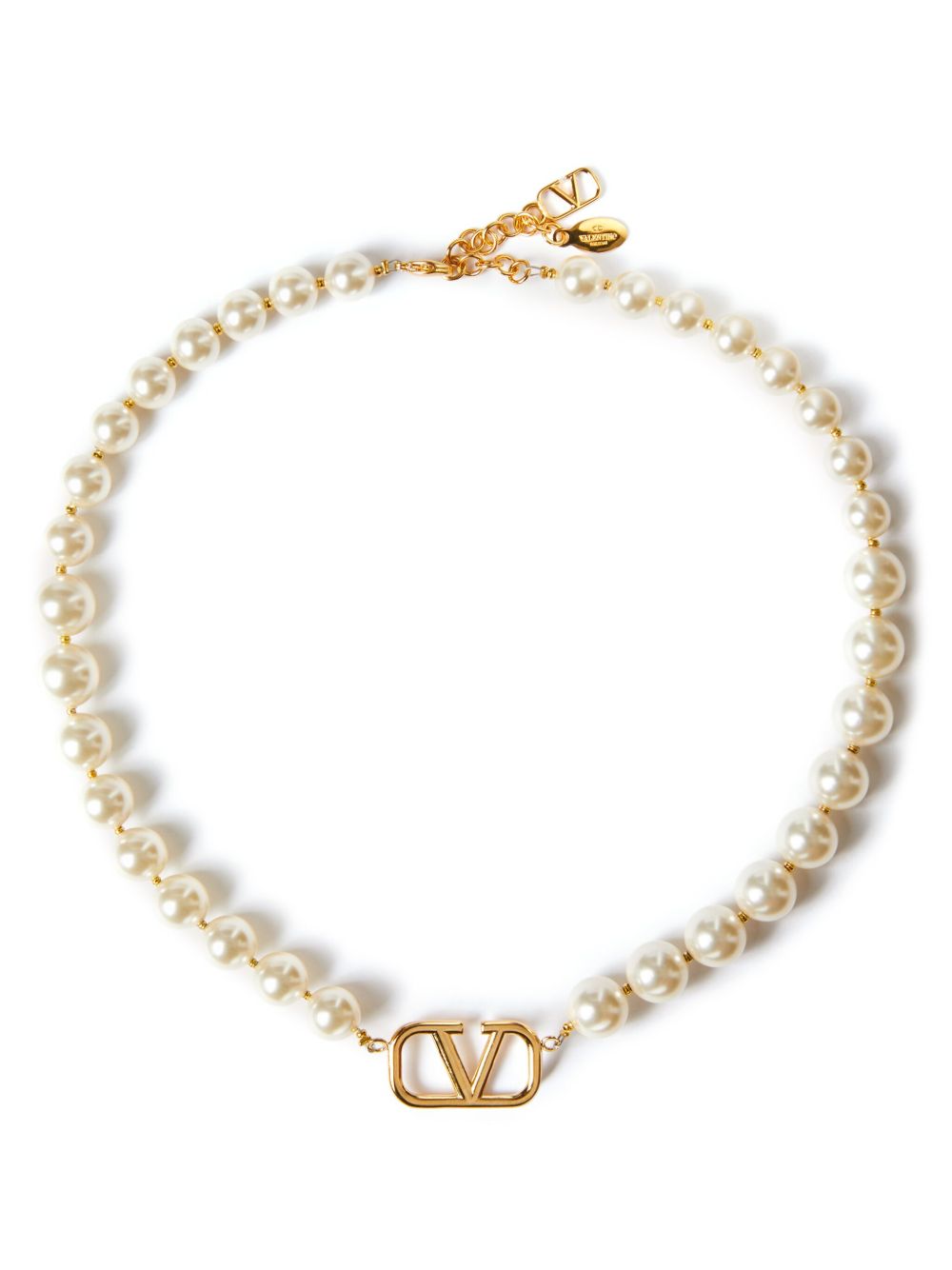 Valentino Garavani VLOGO 珠饰项链 - 白色