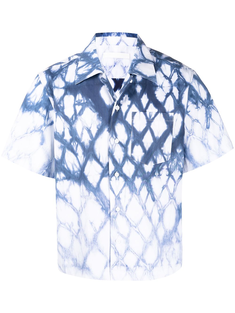 Dion Lee Shibori 短袖衬衫 - 蓝色