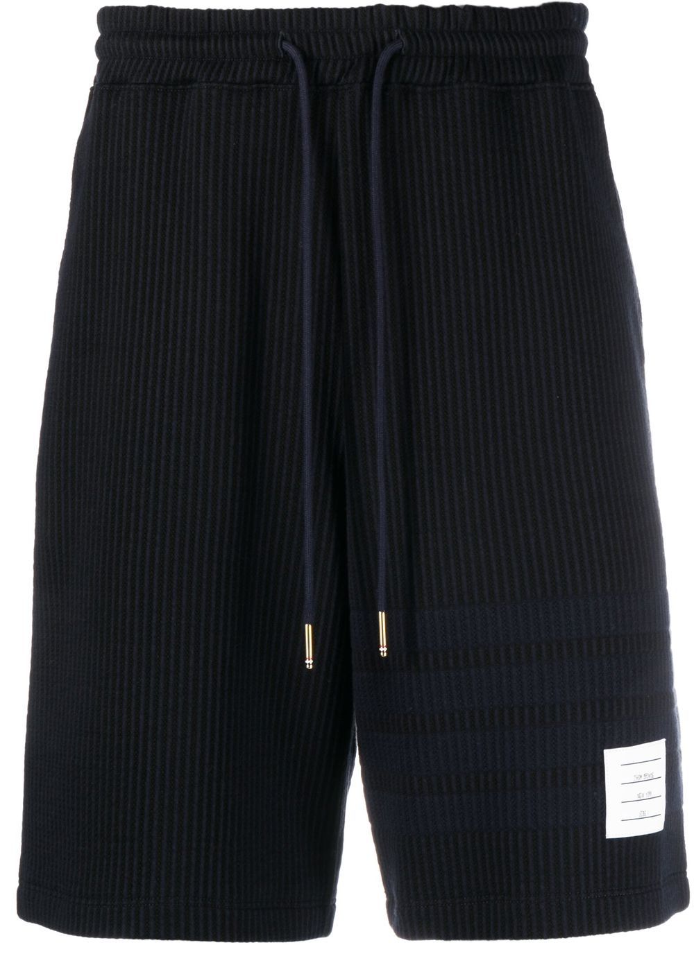 Thom Browne 四条纹泡泡纱运动短裤 - 蓝色