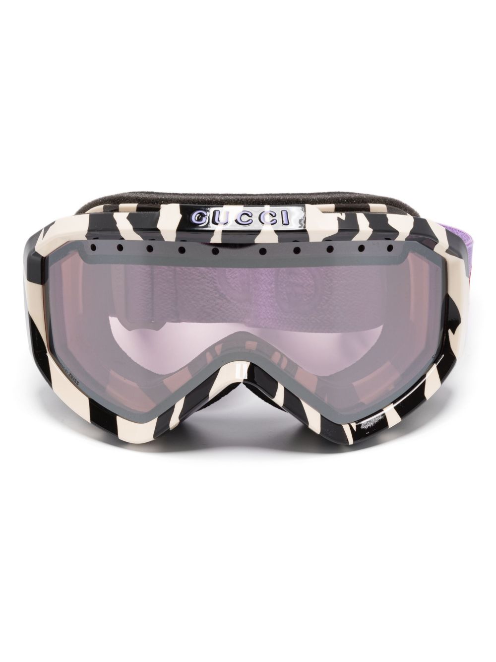 Gucci Eyewear 斑马纹滑雪护目镜 - 黑色