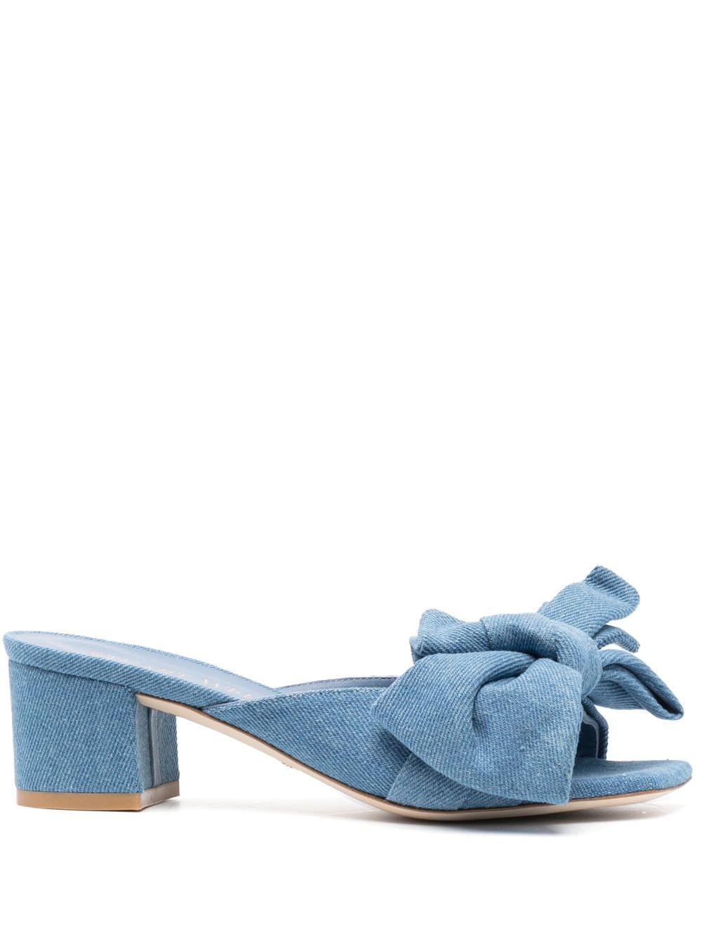 Stuart Weitzman 皮质中跟穆勒鞋 - 蓝色
