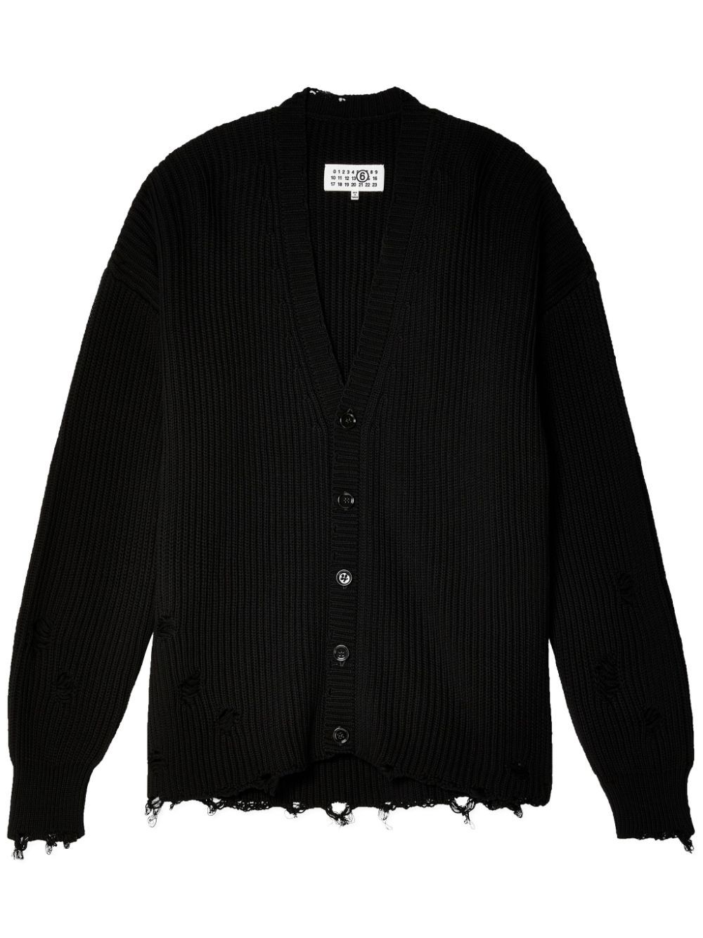 MM6 Maison Margiela 撕裂效果棉开衫 - 黑色
