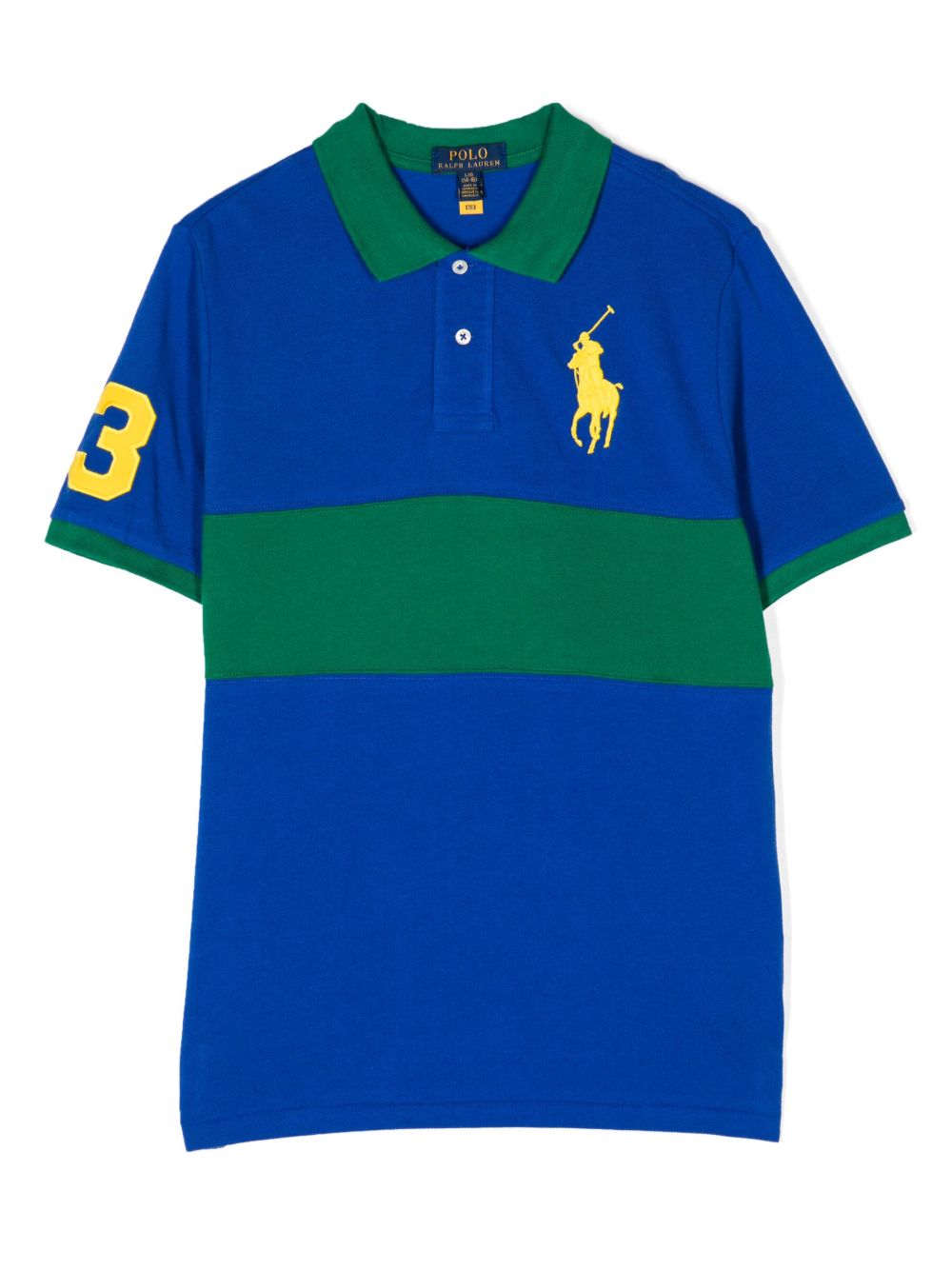 POLO RALPH LAUREN KIDS logo刺绣拼色polo衫 - 蓝色