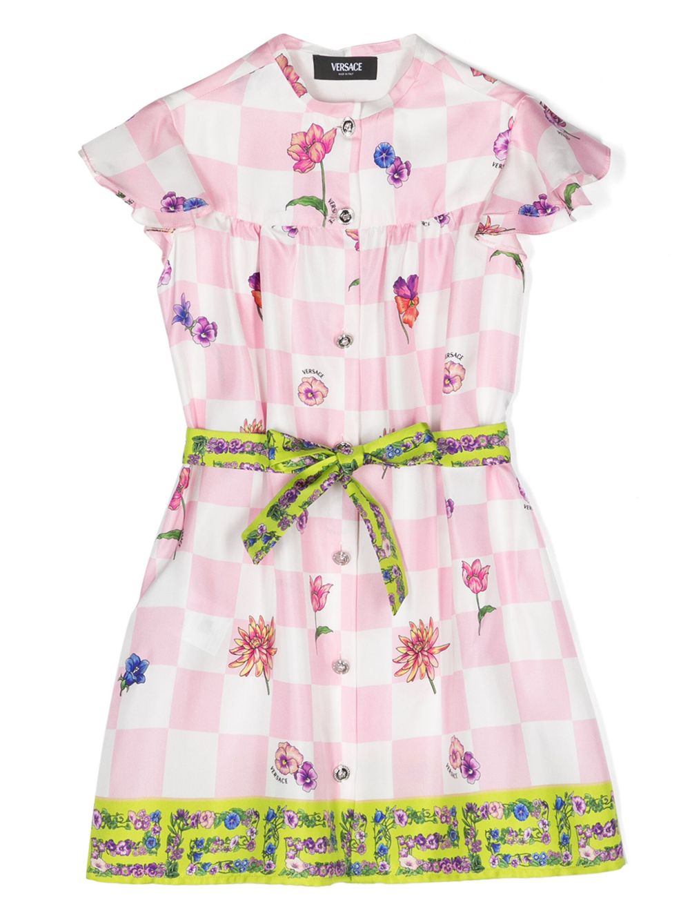 Versace Kids Blossom 真丝衬衫裙 - 白色